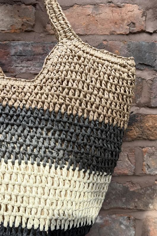 Kenza Raffia Bucket Bag Mono /30=